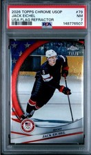 JACK EICHEL RARE 2026 Topps Chrome USA Hockey Flag Refractor /76 PSA 7