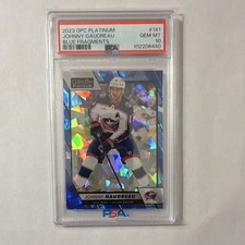 2023-24 O-Pee-Chee Platinum Johnny Gaudreau BLUE FRAGMENTS /125 #141 PSA 10