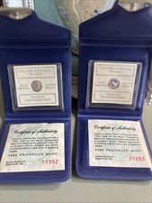 2 First Step On The Moon Platinum Mini Coins Franklin Mint 2.8 Gram Of PLATINUM