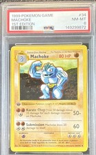 1999 Pokemon Base Set 1st Edition #34 Machoke PSA 8