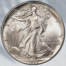 1986 American Silver Eagle - Philadelphia - 1st Year- 1 Troy oz .999 Silver -AU