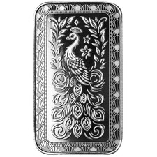 5pcs Marquee Peacock Silver Bar 1 oz .9999 Fine Silver Bar Scottsdale Mint