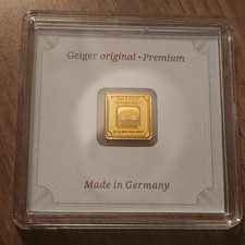 Geiger Edelmetalle Metals 1gram .9999 Gold Square Bar in Assay Card & Security