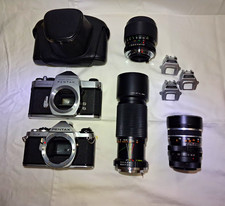 35mm Film Camera And Lens Lot In Working Condition, Clean Elements, And More.