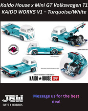 Kaido House x Mini GT Volkswagen T1 KAIDO WORKS V1 Turquoise/White #220 1/64