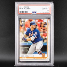 2019 Topps Pete Alonso RC #475 PSA 10 GEM MINT Mets Baseball Rookie Card 🔥🔥