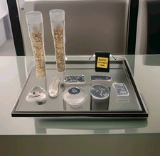 5 Silver Bullion Rounds Bars .999 Fine +2 Gold Flakes Vials + Bonus Colorized