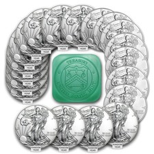 US Mint 1 oz American Silver Eagle Coin BU (Tube of 20, Random Year) .999 Fine