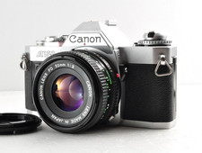 CANON AV-1 av-1 silver with/NFD 50mm 1:2 Lens 35mm SLR CAMERA Near Mint tested