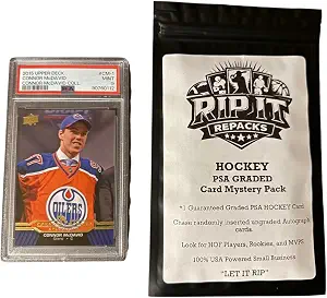 RIP IT REPACKS Hockey Trading Card Pack, 1 PSA Graded Card, Featuring Hall of Fame Players, Rookies, MVPs, Random Autograph Chase Cards
