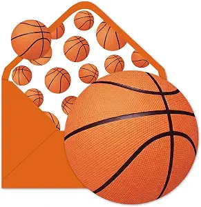 Whaline 24 Pack Basketball Greeting Cards Sports Ball Blank Note Cards with Envelopes Stickers for Sports Theme Game Day Birthday Party Supplies