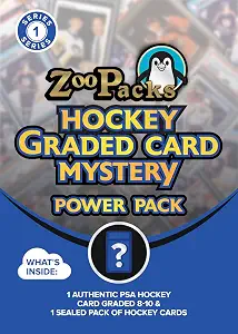 PSA Hockey Graded Card Mystery Pack Plus| PSA Graded Hockey Card + 1 Sealed Pack of Cards | Grade 8+ Guaranteed | Contains One Graded Vintage, Rookie, Legend or Current Star | by Zoo Packs