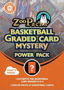 NBA Basketball PSA Graded Card Mystery Power Pack - 1 PSA Graded Card with A Grade of 8, 9 or 10 + 2 Packs of Basketball Cards