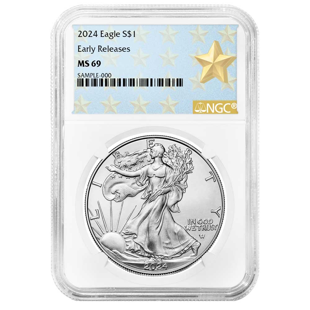 2024 $1 American Silver Eagle NGC MS69 ER West Point Star Label