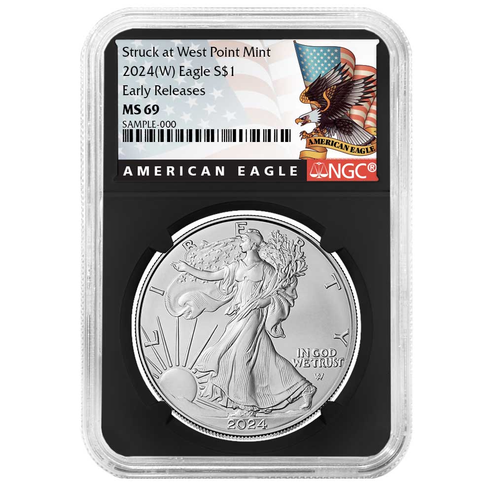 2024 (W) $1 American Silver Eagle NGC MS69 ER Black Label Retro Core