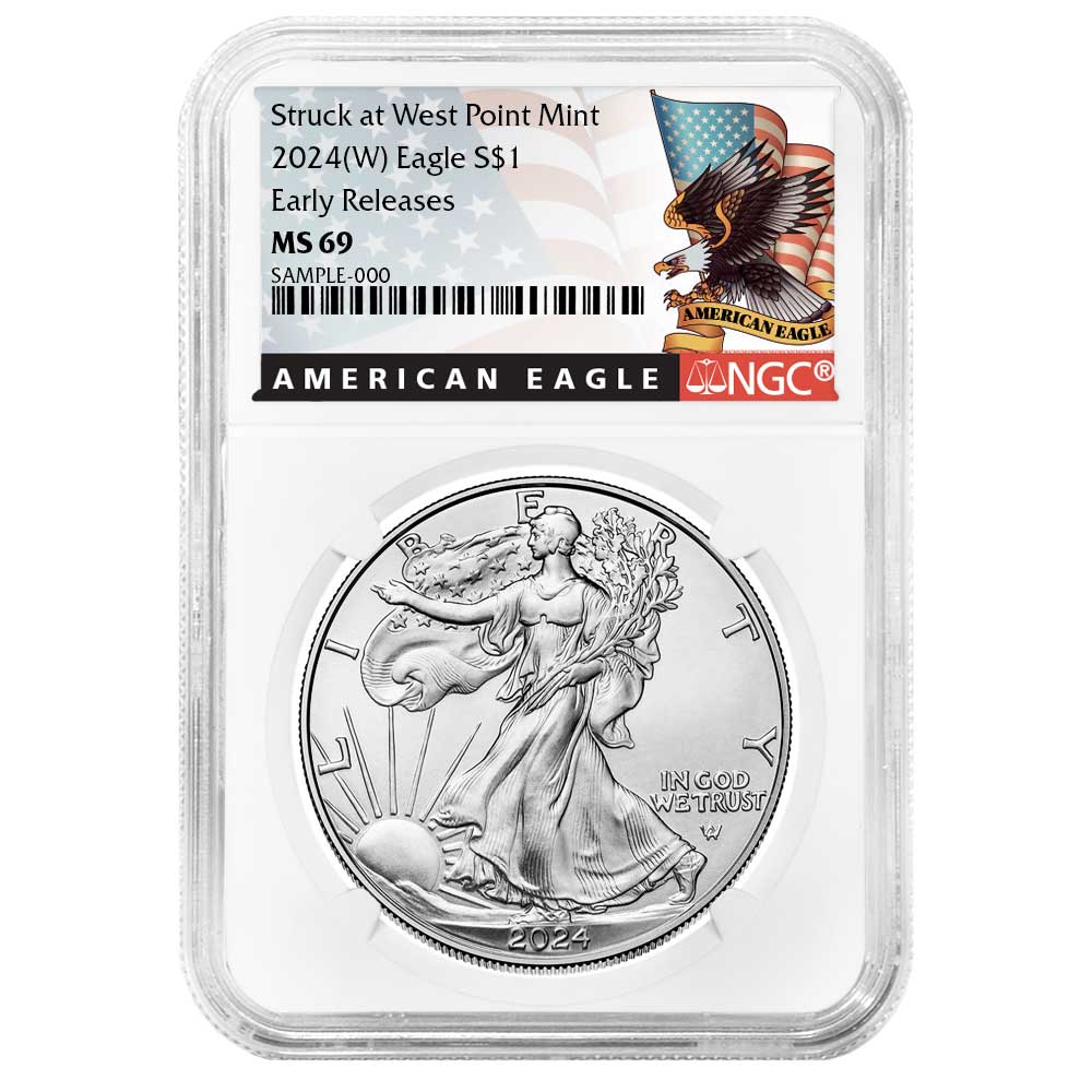 2024 (W) $1 American Silver Eagle NGC MS69 ER Black Label