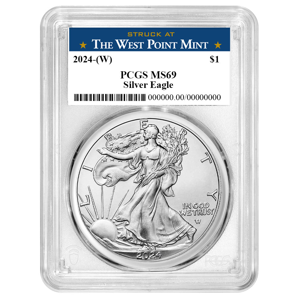 2024 (W) $1 American Silver Eagle PCGS MS69 West Point Label