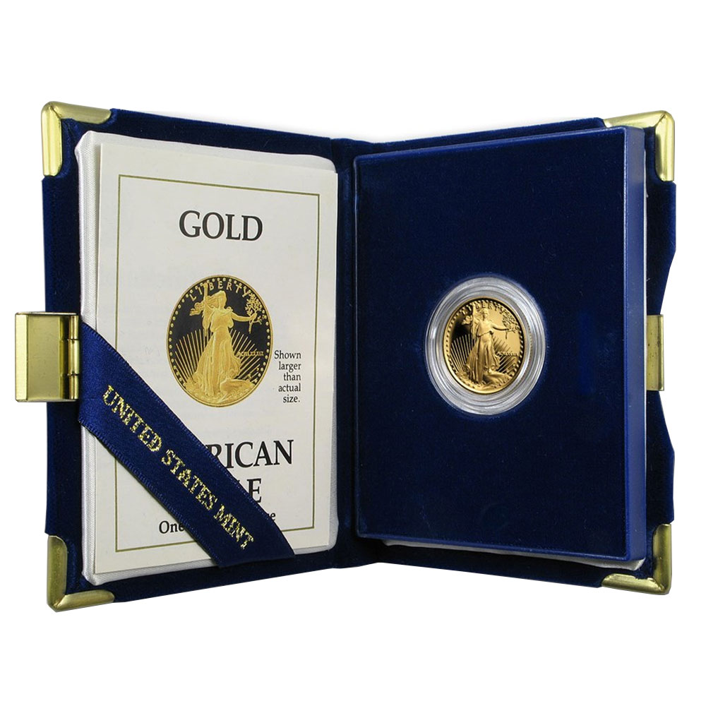 1989-P Proof $10 American Gold Eagle 1/4 oz Box, OGP &amp; COA