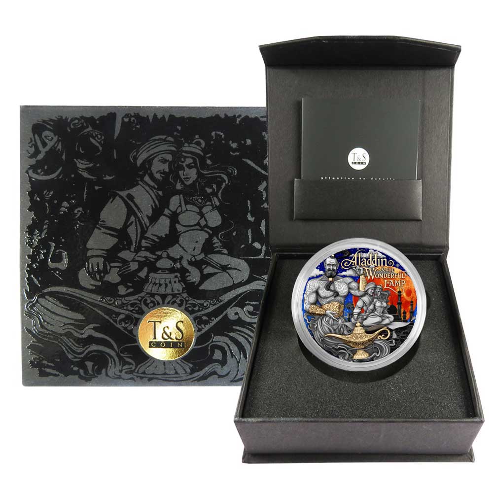 2025 Aladdin and the Wonderful Lamp 2 oz Antiqued Silver Coin By T&amp;S Coin Mintage of 500