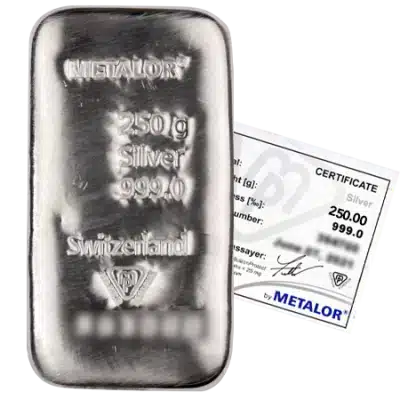 Metalor 250g Silver Bar