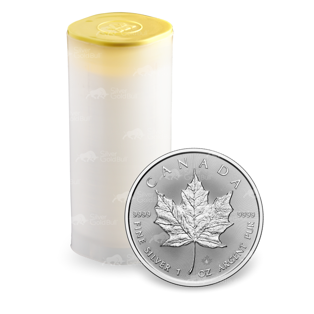 Tube of 25 x 1 oz 2025 Royal Canadian Mint Canadian Maple Leaf Silver Coins | CW