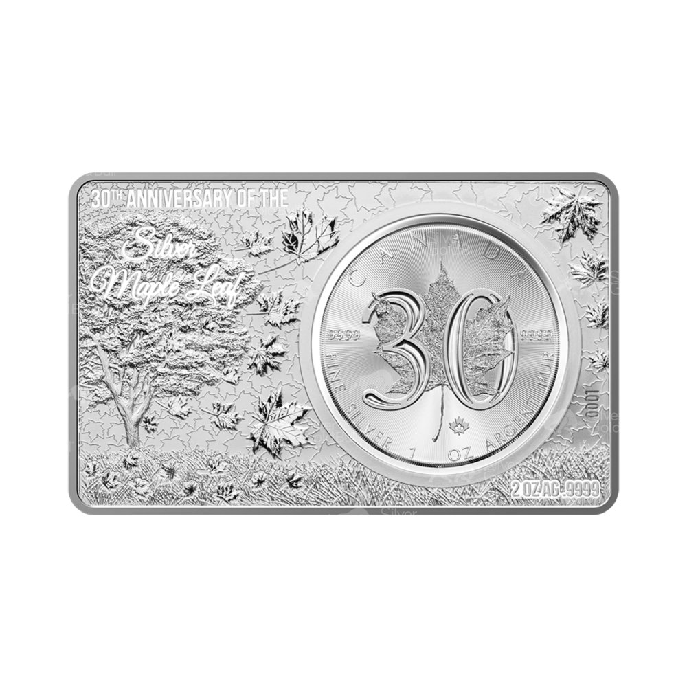 3 oz 2018 30th Anniversary of the Maple Leaf Coin Silver Bar | Royal Canadian Mint