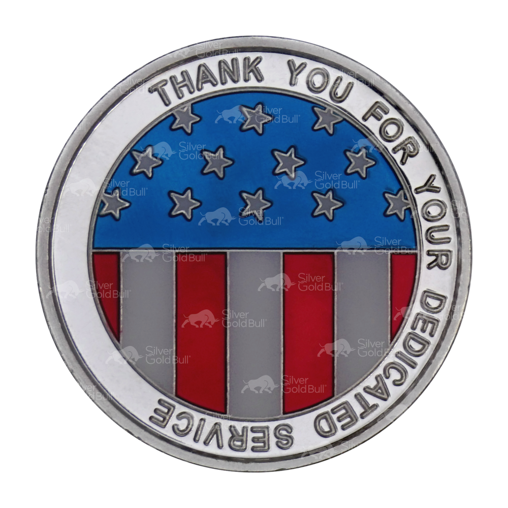 1 oz Thank You for Your Dedicated Service Colourized Silver Round | Silvertowne Mint