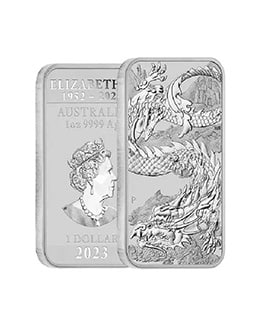 2023 1oz Rectangular Dragon Silver Bullion Coin Bar