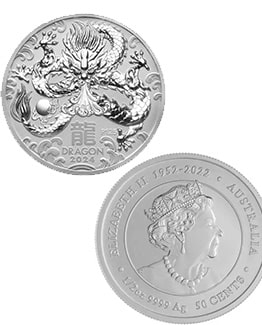 2024 Year of the Dragon Australian Lunar 0.5 oz Silver Bullion Perth Mint Coin