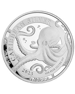 2023 Barbados Caribbean Octopus 1oz Silver Bullion Coin