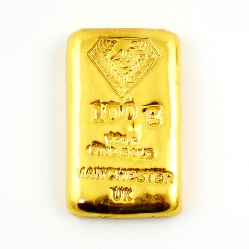 100g A1J 999.9 Fine Gold Bar Casted