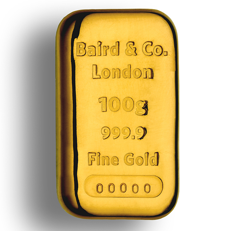 100 Grams Baird & Co 999.9 Fine Gold Bar