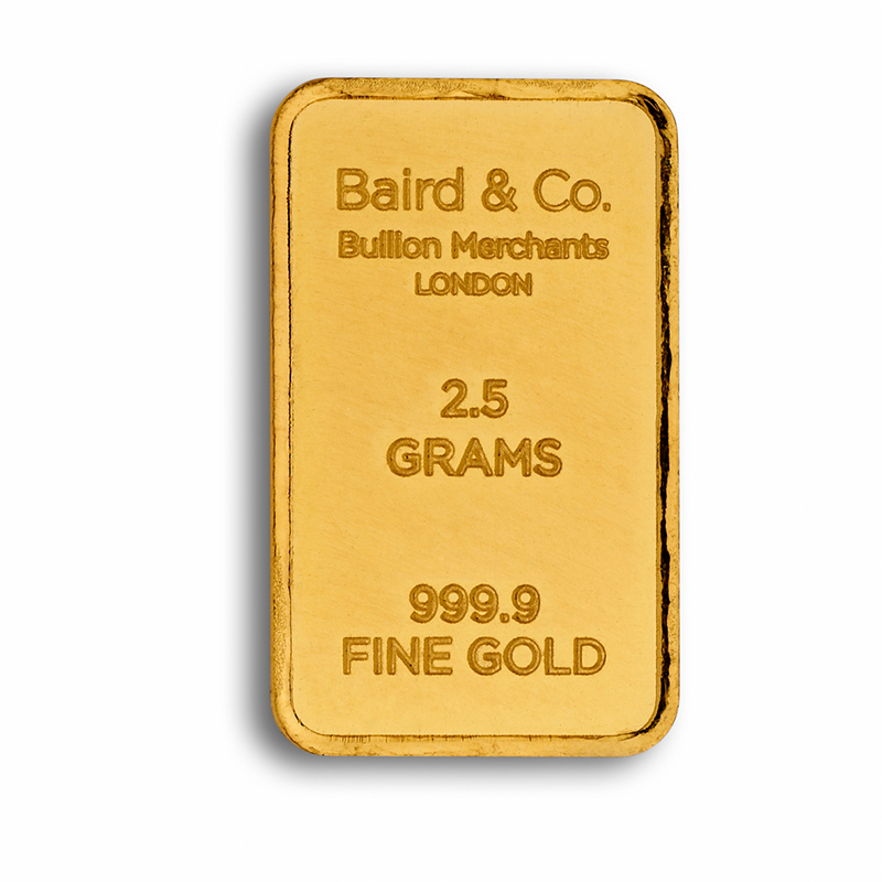 2.5g Baird & Co 999.9 Fine Gold Bar Minted