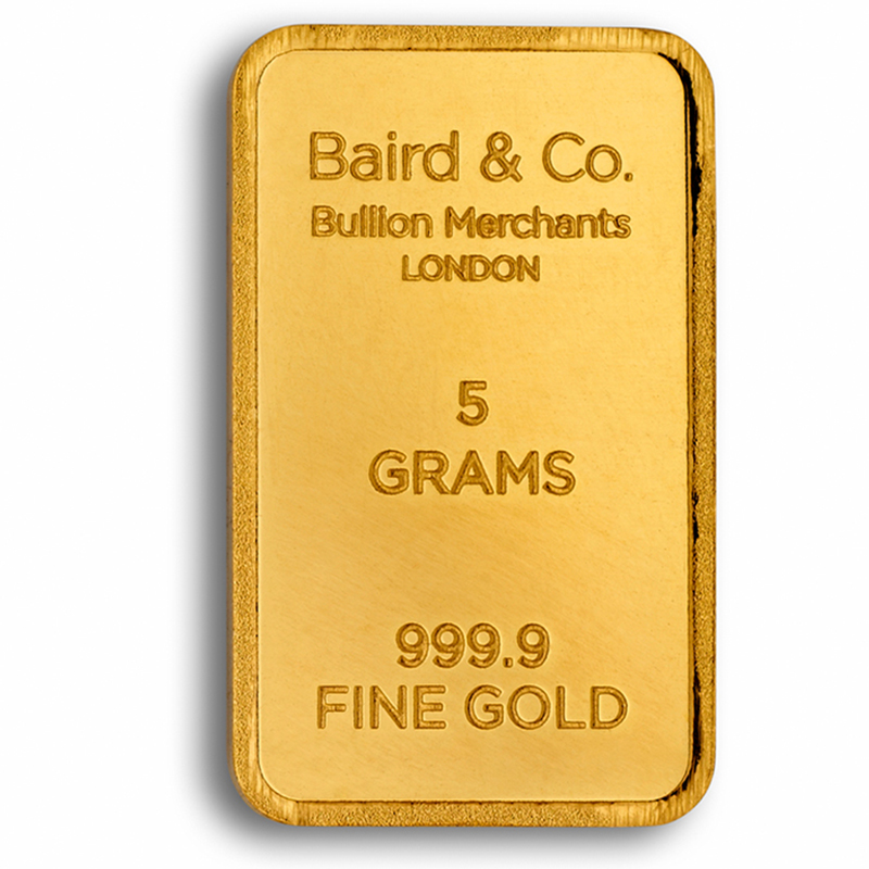 5g Baird & Co 999.9 Fine Gold Bar Minted