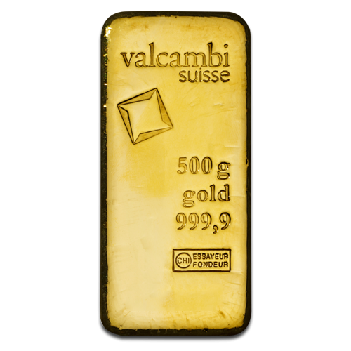 500g Valcambi 999.9 Fine Gold Bar Casted