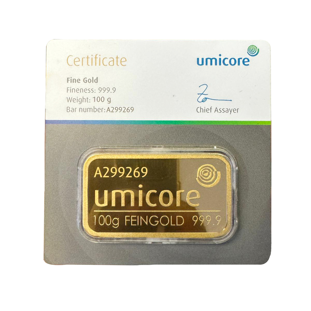 100g Gold Bar Umicore