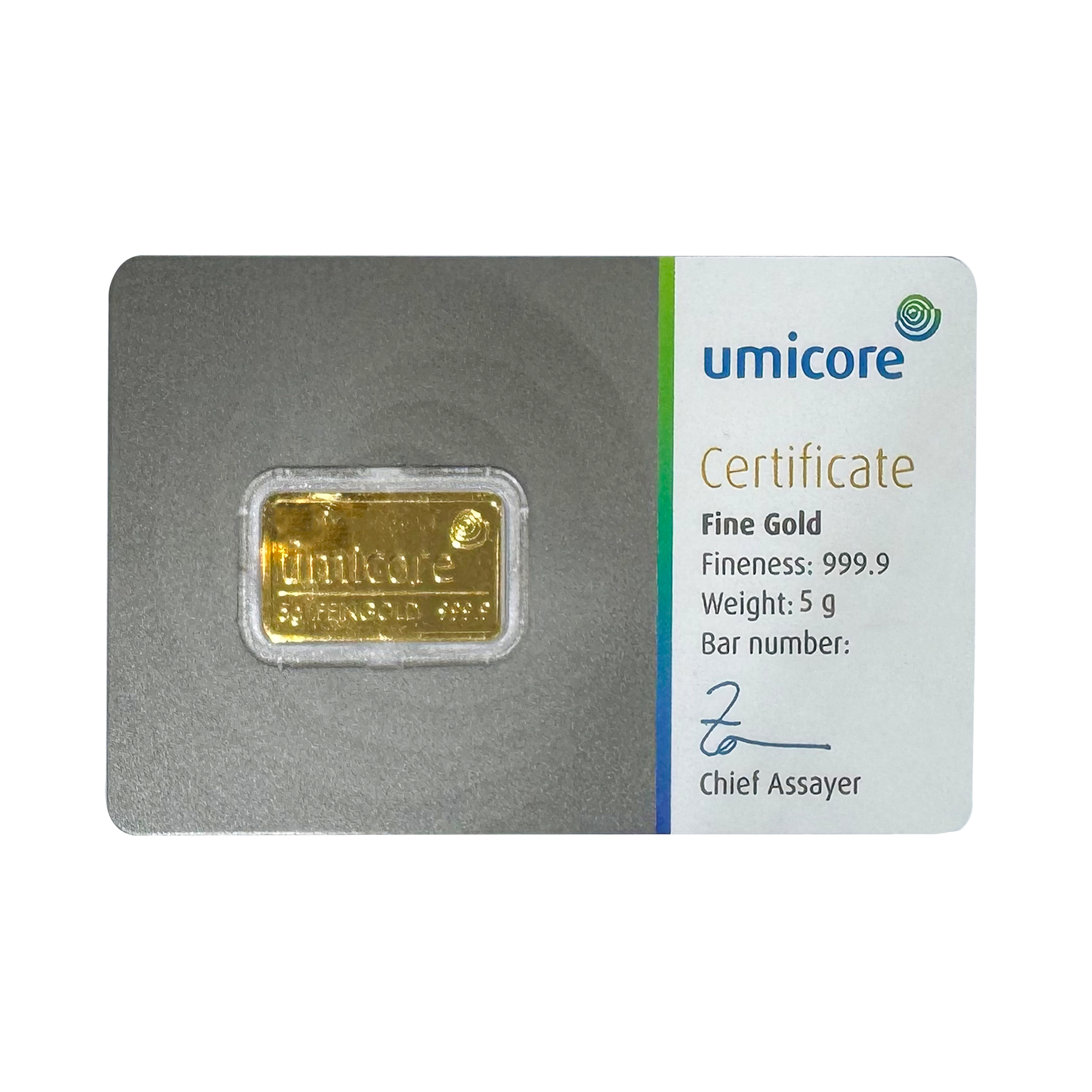 5g Umicore 999.9 Fine Gold Bar
