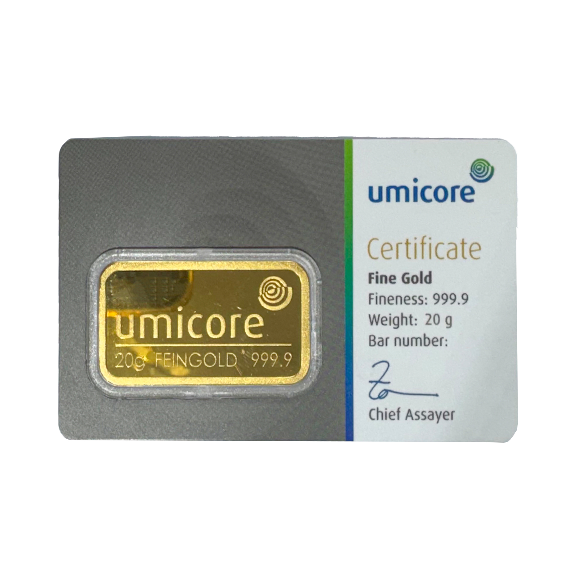 20g Umicore 999.9 Fine Gold Bar