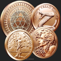 1 oz Silver Shield Random Year and Design BU Copper Round