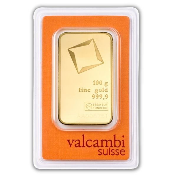 Valcambi 100 gram Gold Bar (New in Assay)