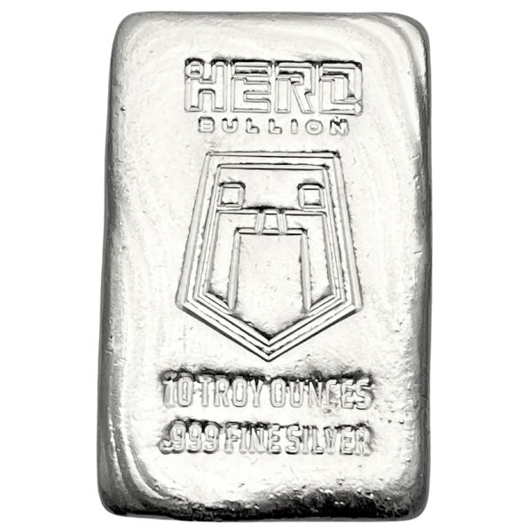 Hero Bullion 10 oz Poured Silver Bar (New)