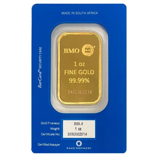 Bank of Montreal 1 oz Gold Bar (New in Assay)