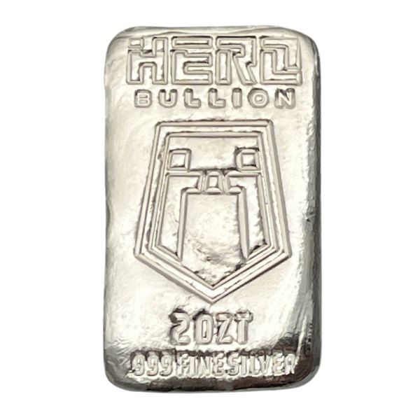 Hero Bullion 2 oz Hand-Poured Silver Bar