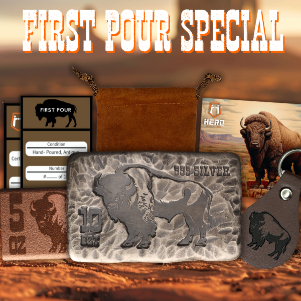 First Pour Buffalo 10 oz Poured Silver Bar