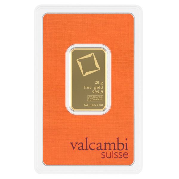 Valcambi 20 gram Gold Bar (New in Assay)