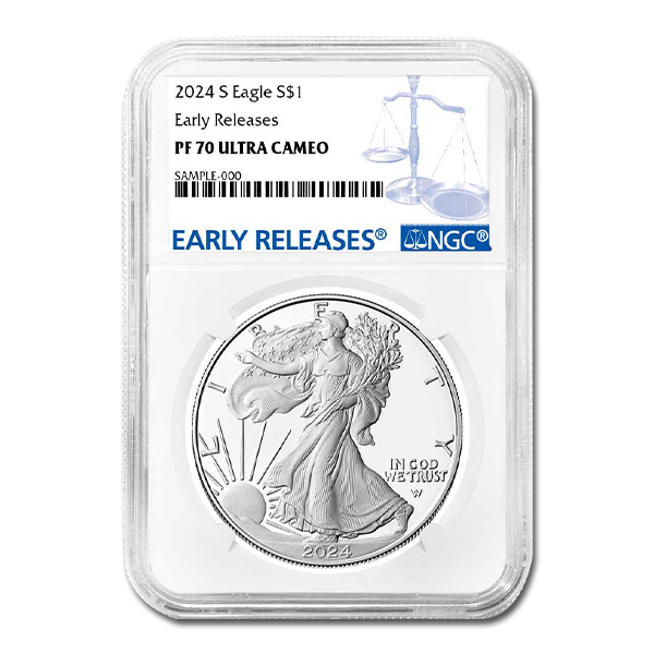 2024-S Proof American Silver Eagle – NGC PF70UC Early Releases Blue Label