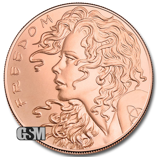 GSM Freedom Girl 1 oz Copper Round (New)