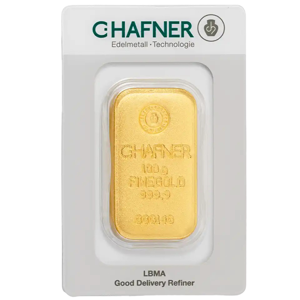 100 Gram C.Hafner Cast Gold Bar