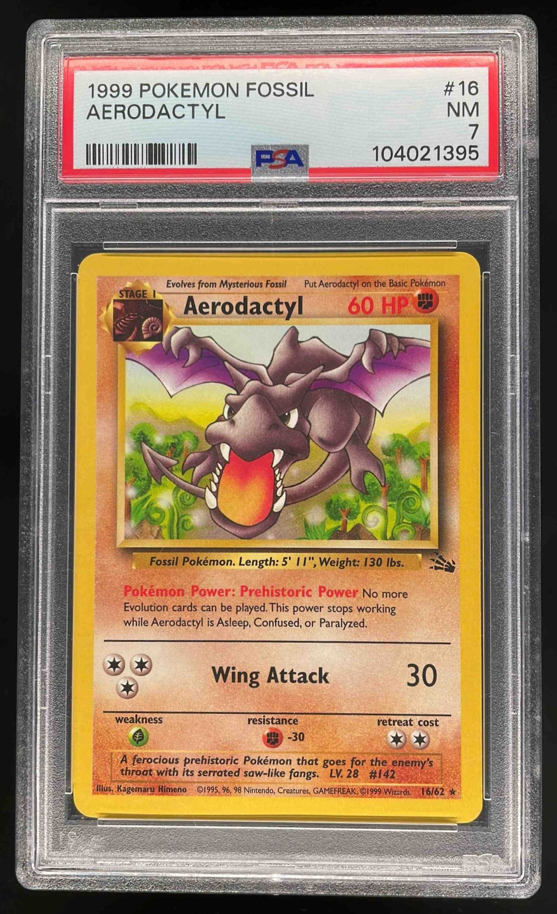 1999 Pokemon Fossil #16/62 Aerodactyl PSA 7