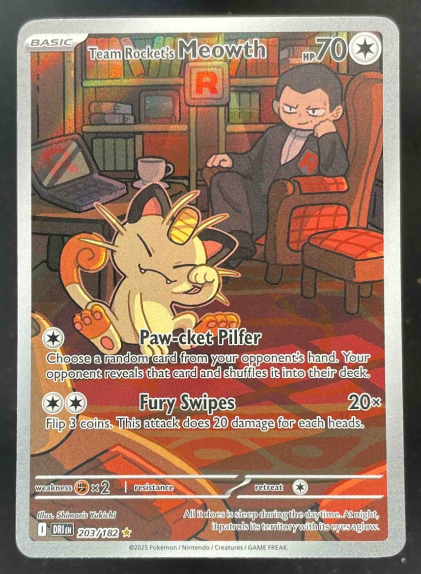 2025 Pokemon Destined Rivals #203/182 Team Rocket's Meowth
